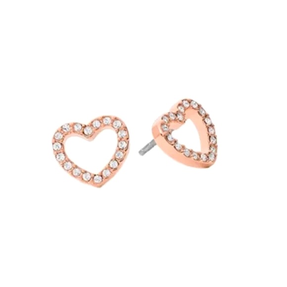 Michael Kors Rose Gold Crystal Heart Stud Earring & Logo Charm Bracelet Box Set. - Picture 3 of 16